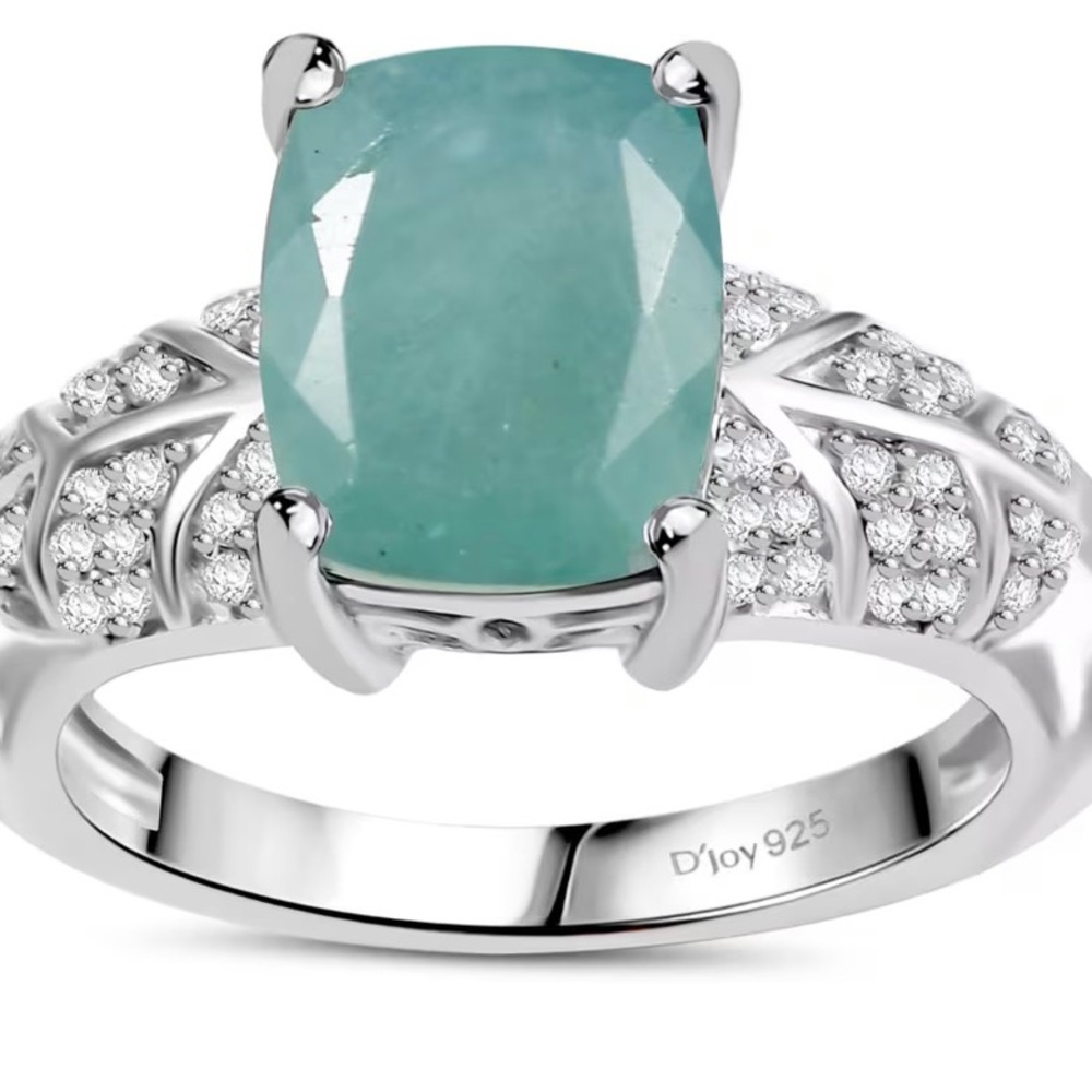 Grandidierite and White Zircon Ring in Sterling Silver